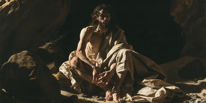 Jesus in the Desert - Caravaggio Tenebrism · Landscape n° 20