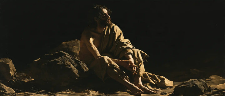 Jesus in the Desert - Caravaggio Tenebrism · Landscape n° 22