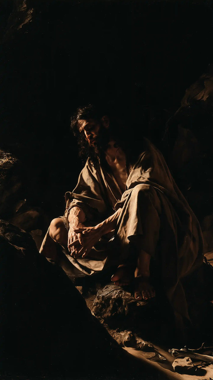 Jesus in the Desert - Caravaggio Tenebrism · Portrait n° 5