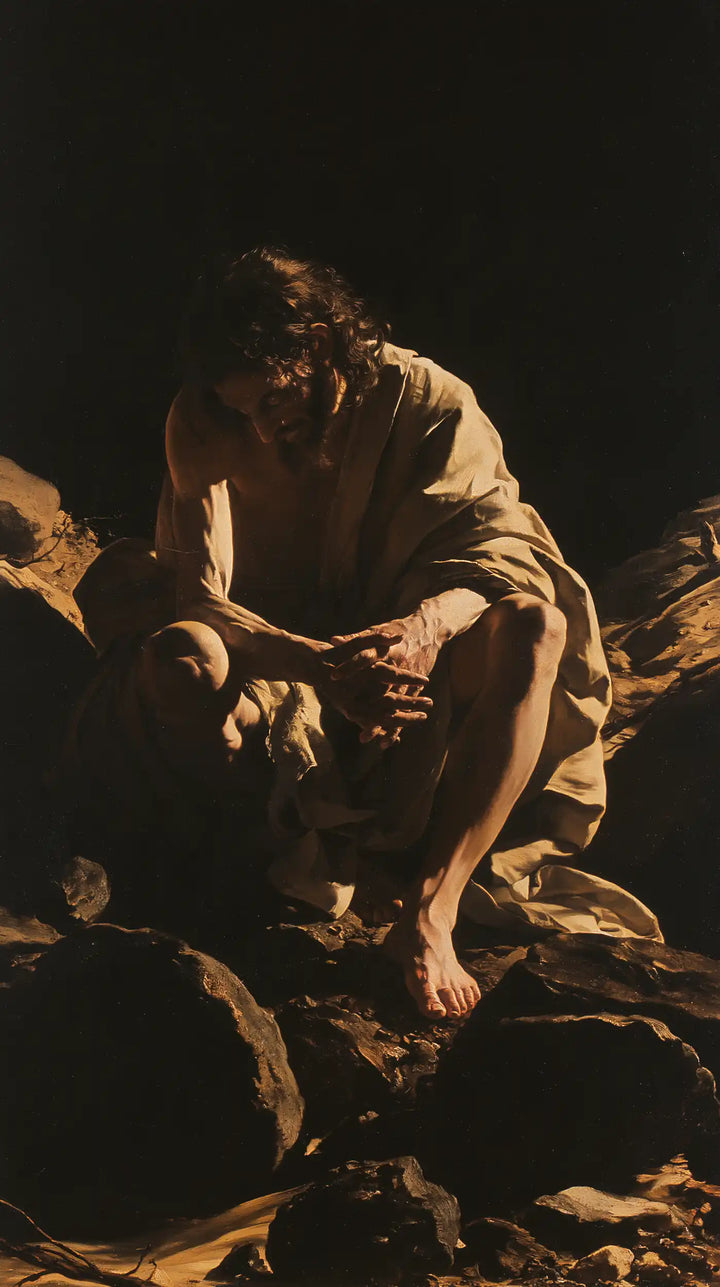 Jesus in the Desert - Caravaggio Tenebrism · Portrait n° 14
