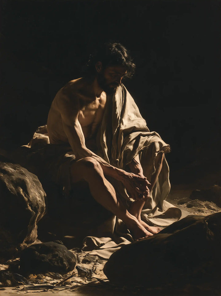 Jesus in the Desert - Caravaggio Tenebrism · Portrait n° 17