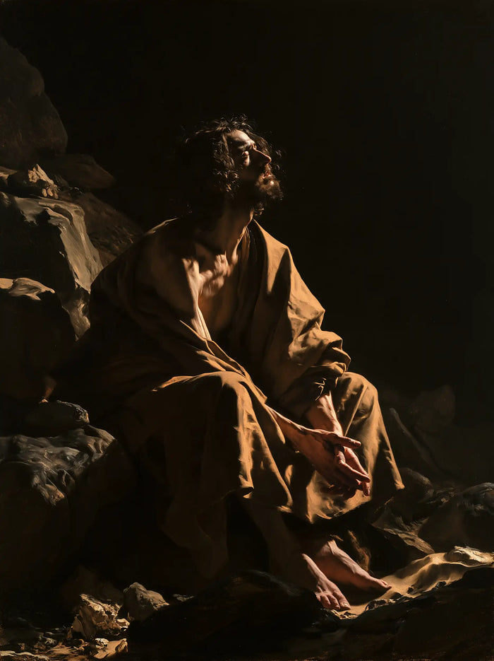 Jesus in the Desert — Radiance upon the Watchful Face