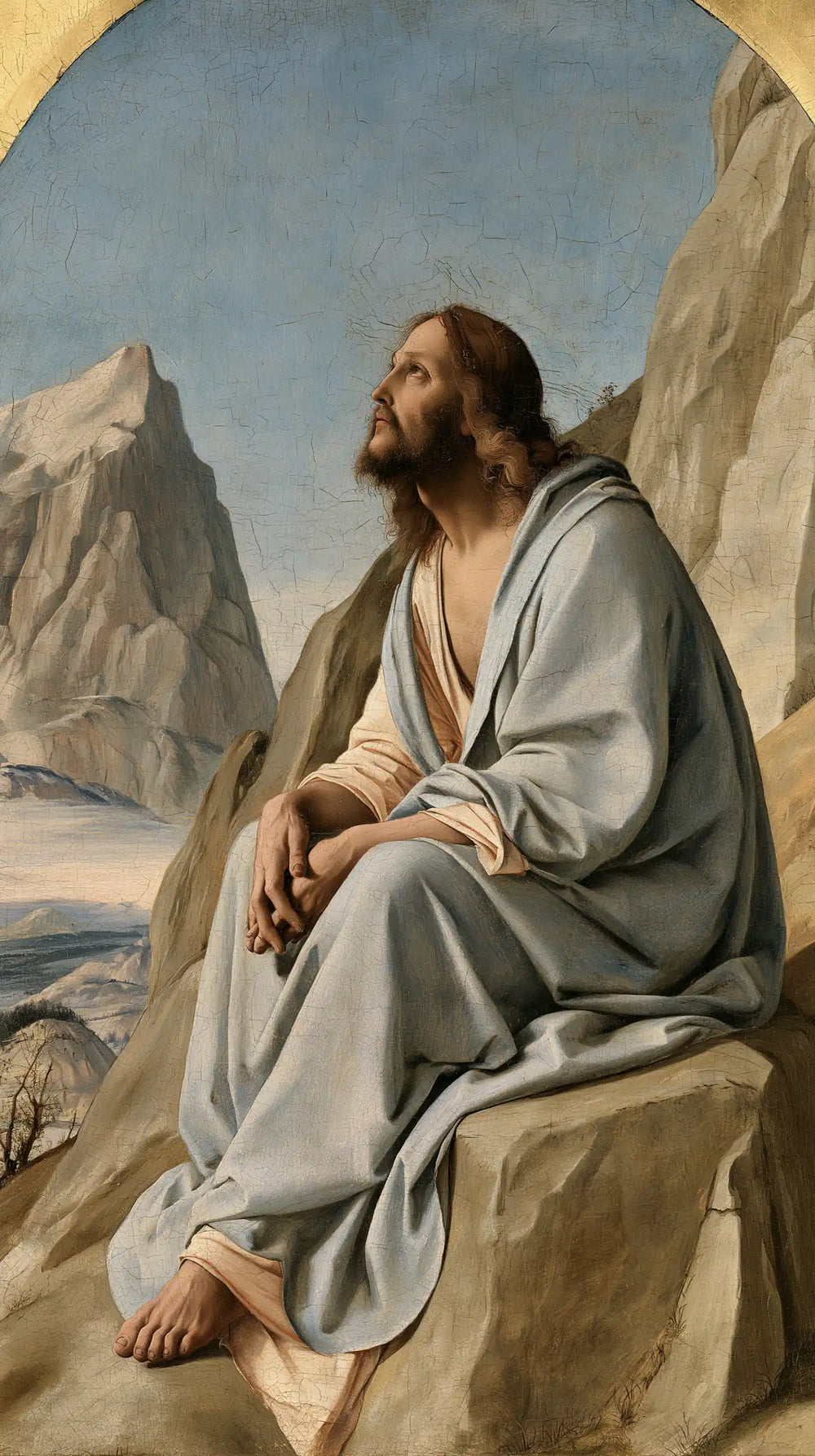 Jesus in the desert during the temptation in Florentine Renaissance style, portrait Christian artwork no. 14
