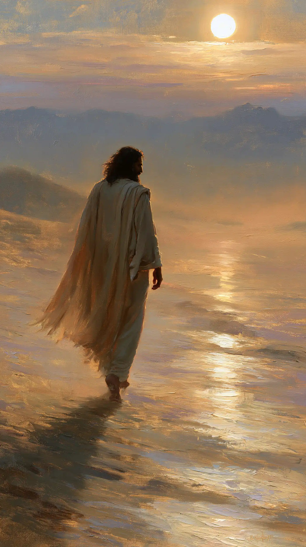 Jesus in the desert during the temptation in Impressionist style, portrait Christian artwork no. 2