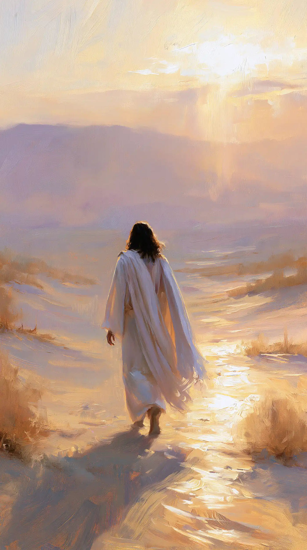Jesus in the desert during the temptation in Impressionist style, portrait Christian artwork no. 4