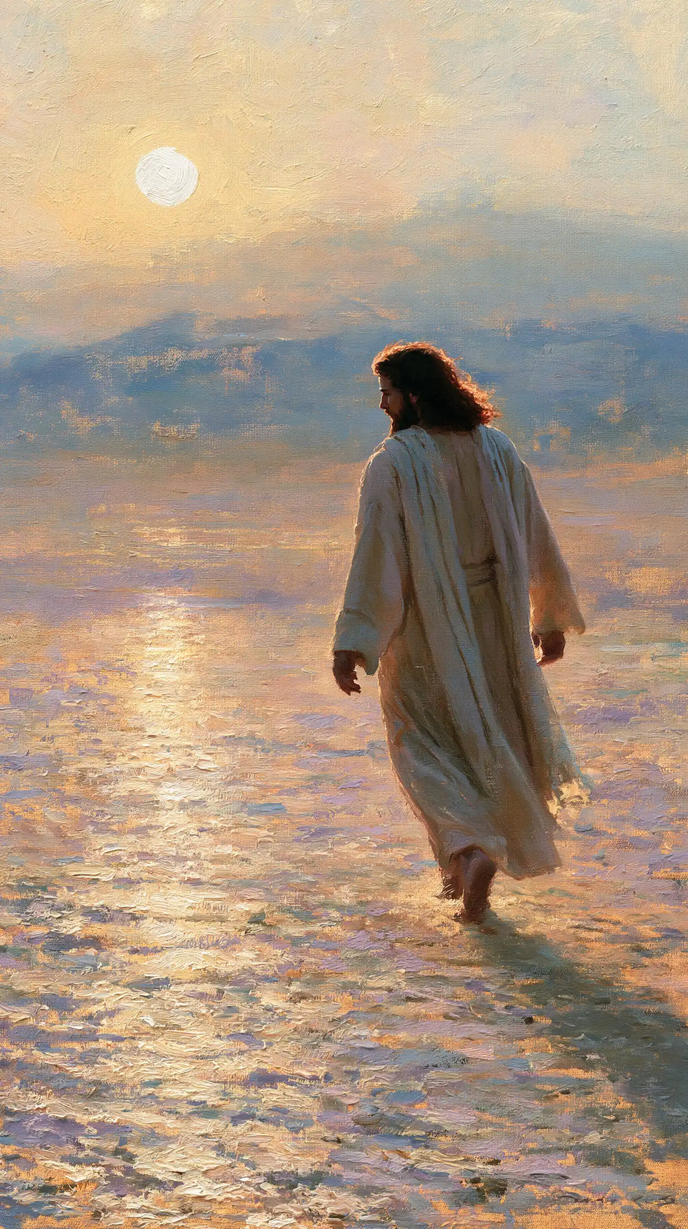 Jesus in the desert during the temptation in Impressionist style, portrait Christian artwork no. 7