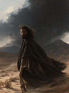 Jesus in the Desert — The Shadowed Cloak in the Gust