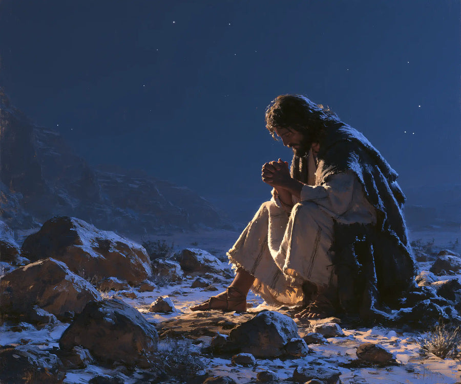 Jesus in the Desert - Midnight Blue Chiaroscuro · Landscape n° 3