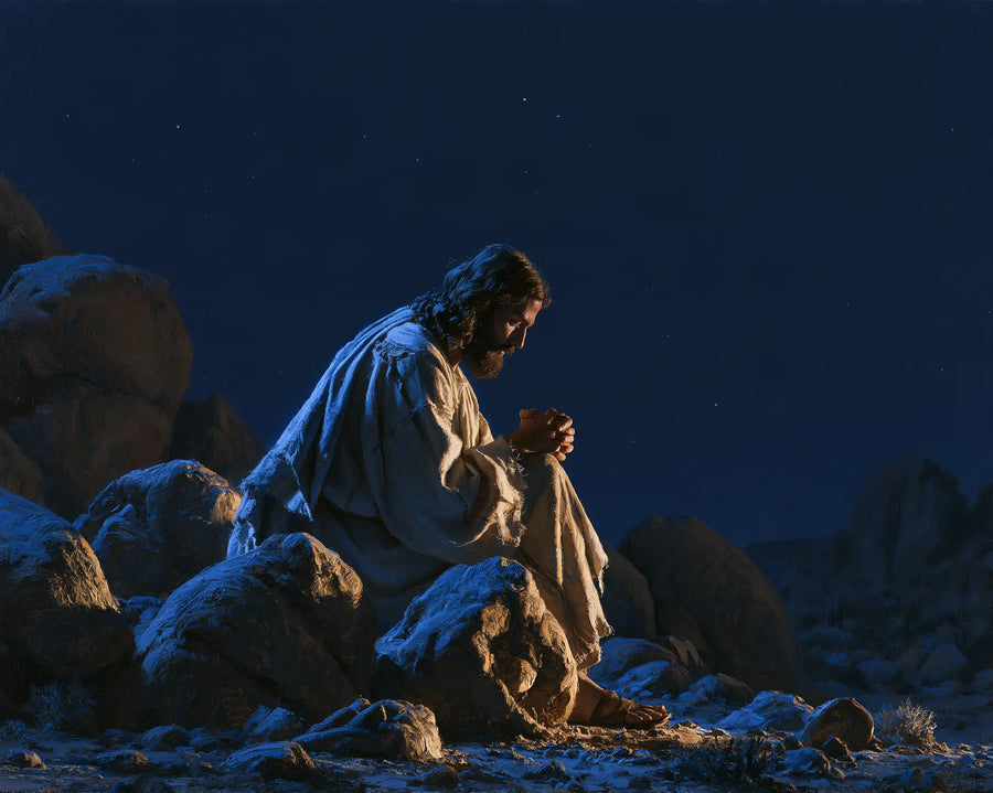 Jesus in the Desert - Midnight Blue Chiaroscuro · Landscape n° 6