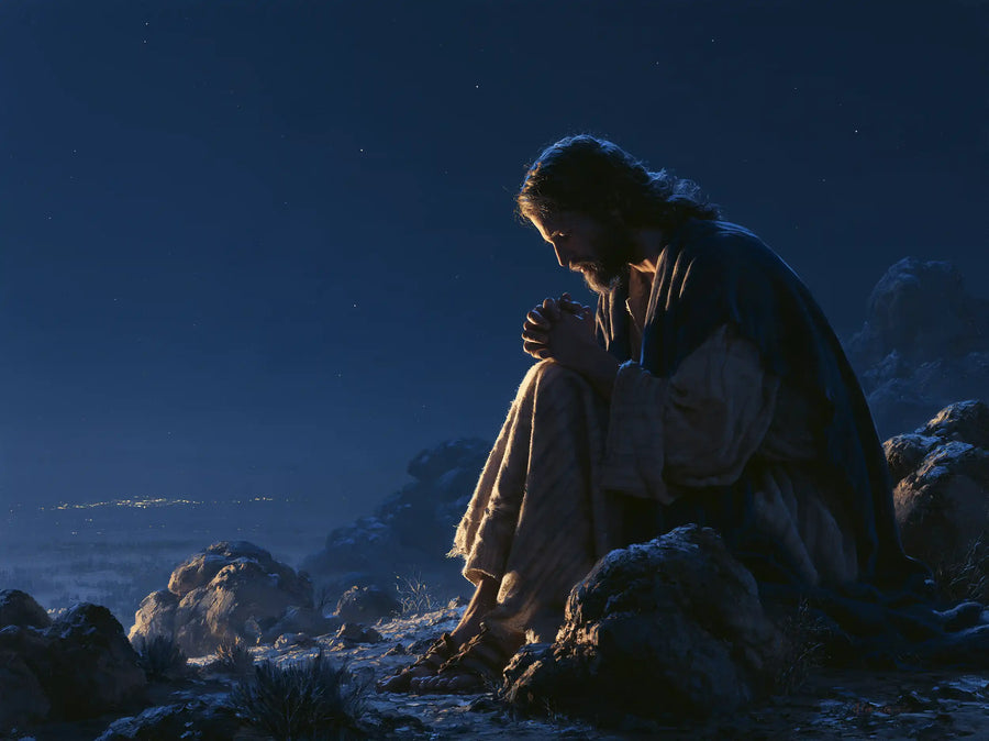 Jesus in the Desert - Midnight Blue Chiaroscuro · Landscape n° 12