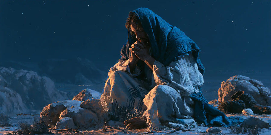 Jesus in the Desert - Midnight Blue Chiaroscuro · Landscape n° 18