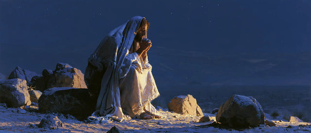 Jesus in the Desert — The Azure Veil over Luminous Linen