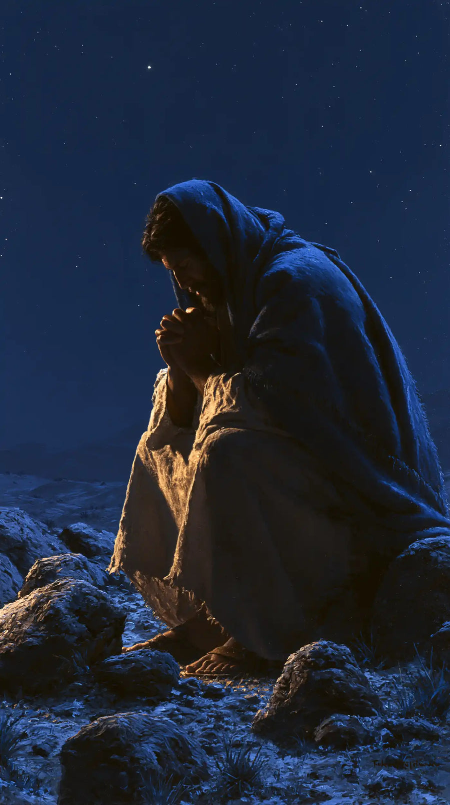 Jesus in the Desert - Midnight Blue Chiaroscuro · Portrait n° 11