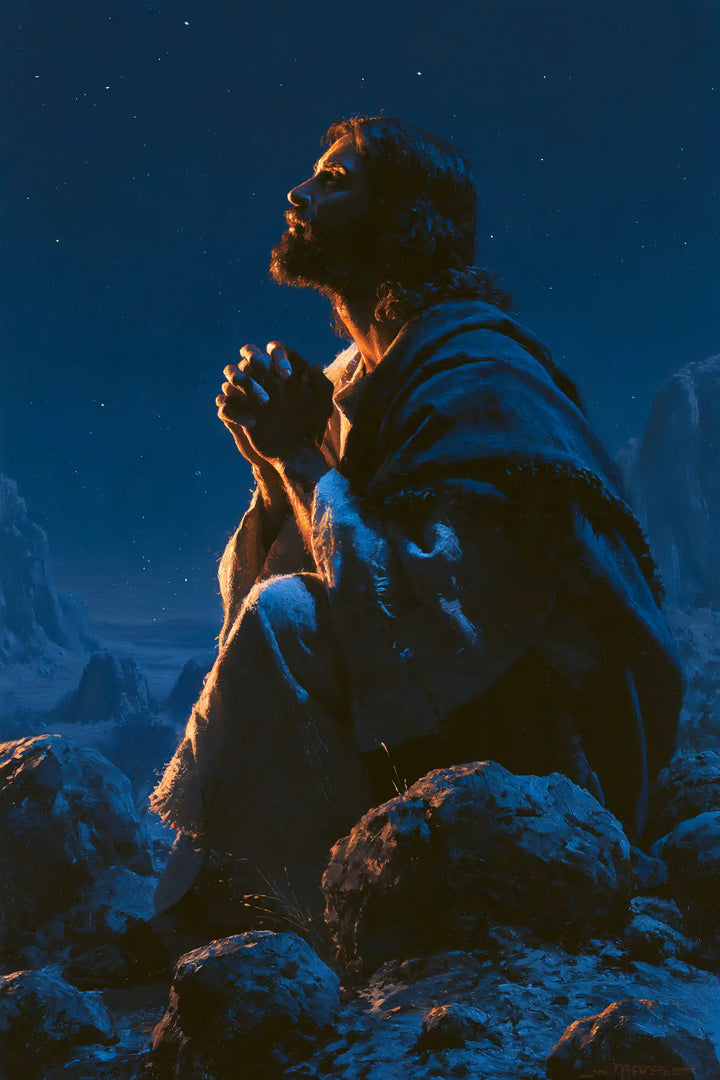 Jesus in the Desert — Waiting beneath Azure Stars