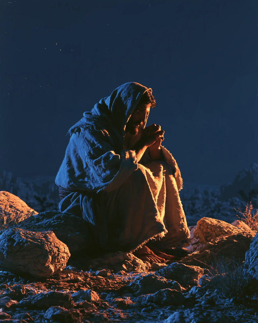 Jesus in the Desert - Midnight Blue Chiaroscuro · Portrait n° 37