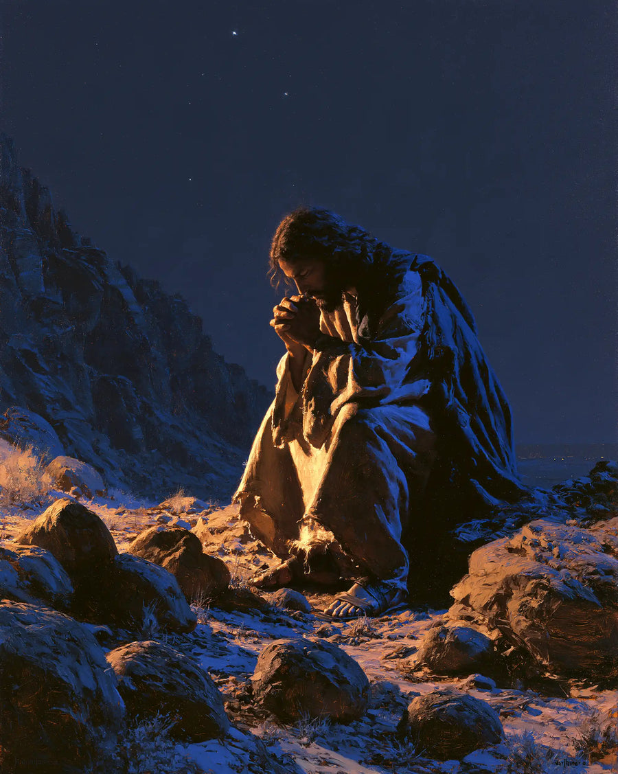 Jesus in the Desert - Midnight Blue Chiaroscuro · Portrait n° 38