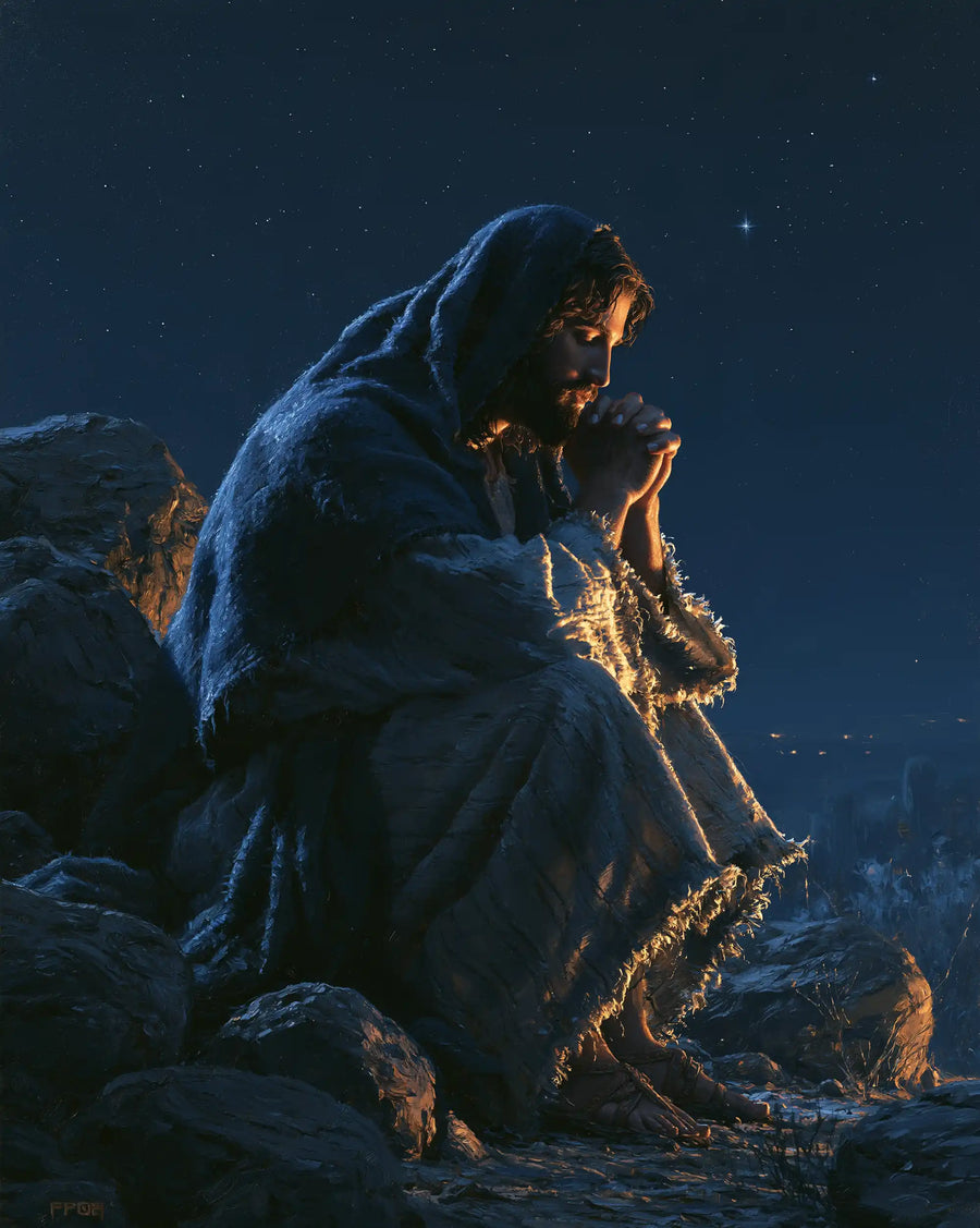 Jesus in the Desert - Midnight Blue Chiaroscuro · Portrait n° 39