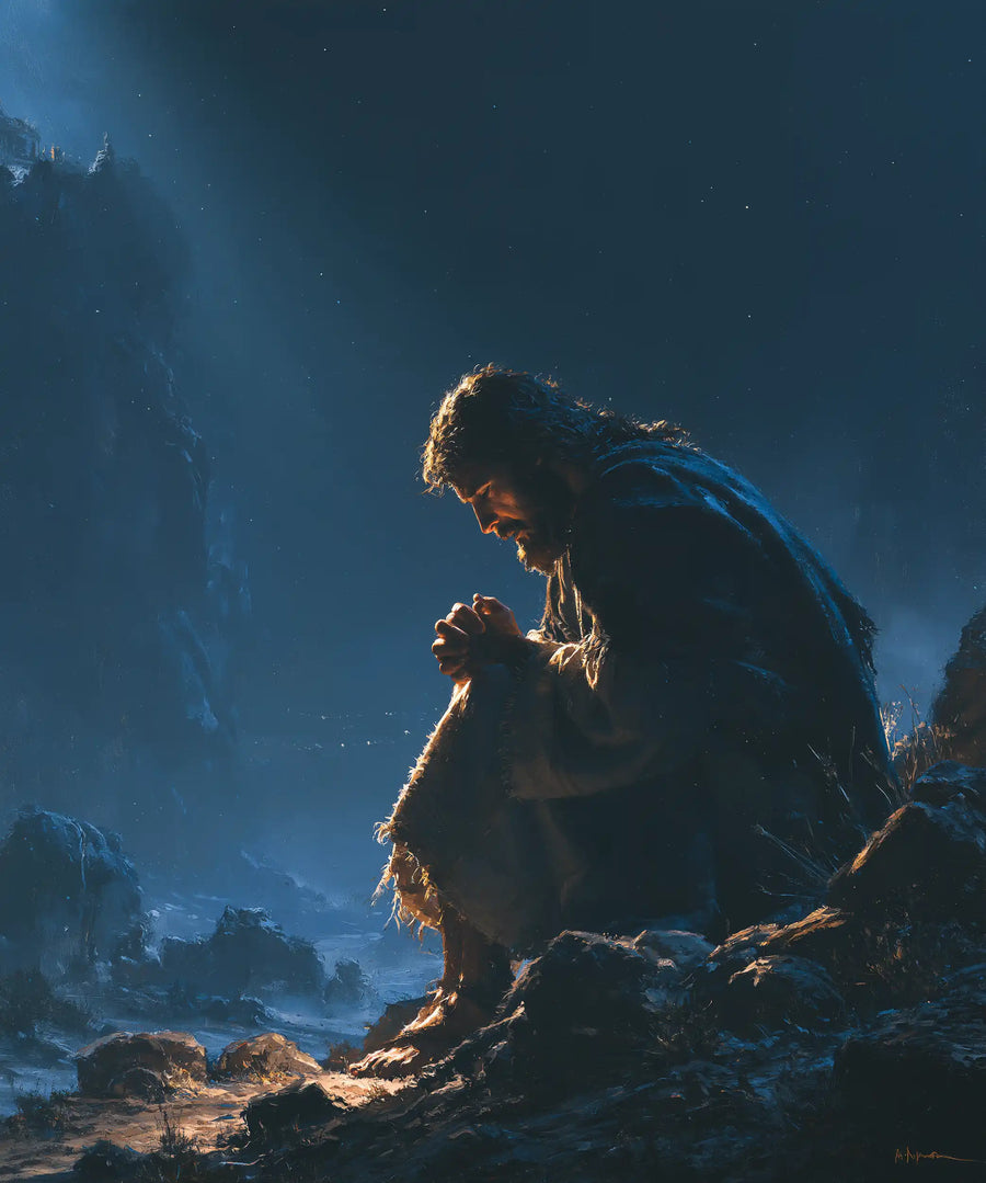 Jesus in the Desert - Midnight Blue Chiaroscuro · Portrait n° 41