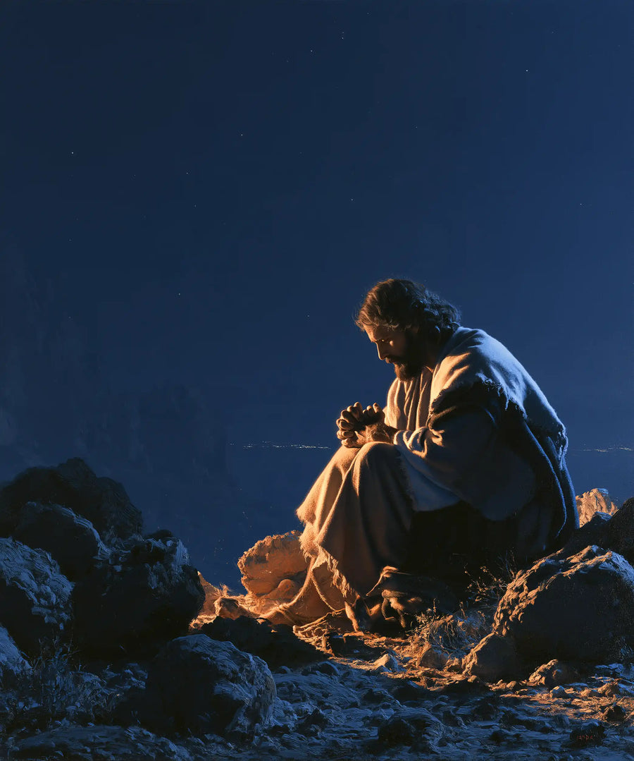 Jesus in the Desert - Midnight Blue Chiaroscuro · Portrait n° 42