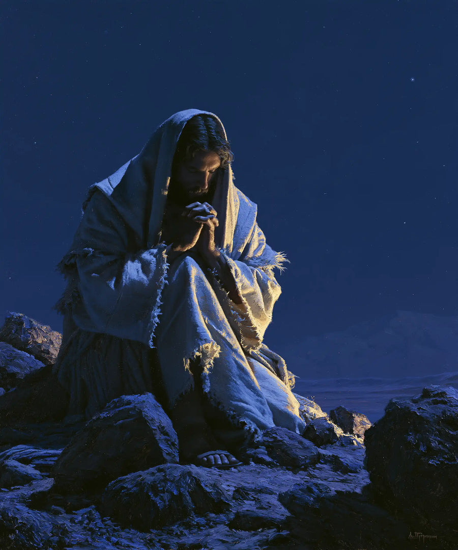Jesus in the Desert - Midnight Blue Chiaroscuro · Portrait n° 43