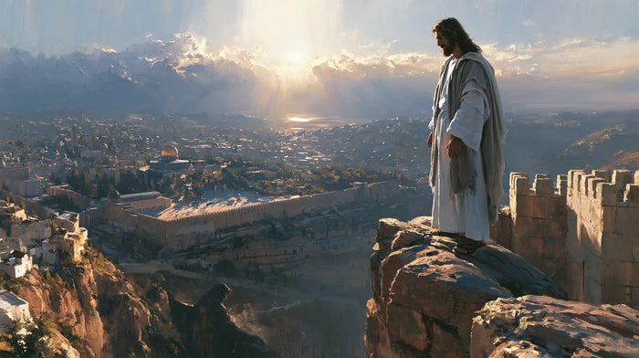 Jesus in the Desert — A Gaze upon the Enclosure Bathed in Gold