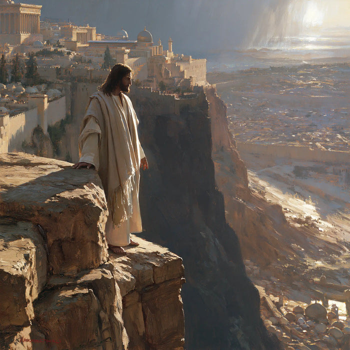 Jesus in the Desert — The White Threshold above the Gorge