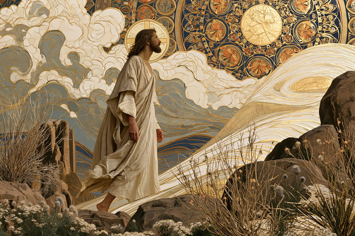 Jesus in the Desert — Walking beneath the Ornamental Sun