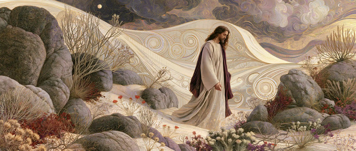 Jesus in the Desert — Walking within the Pearly Dunes