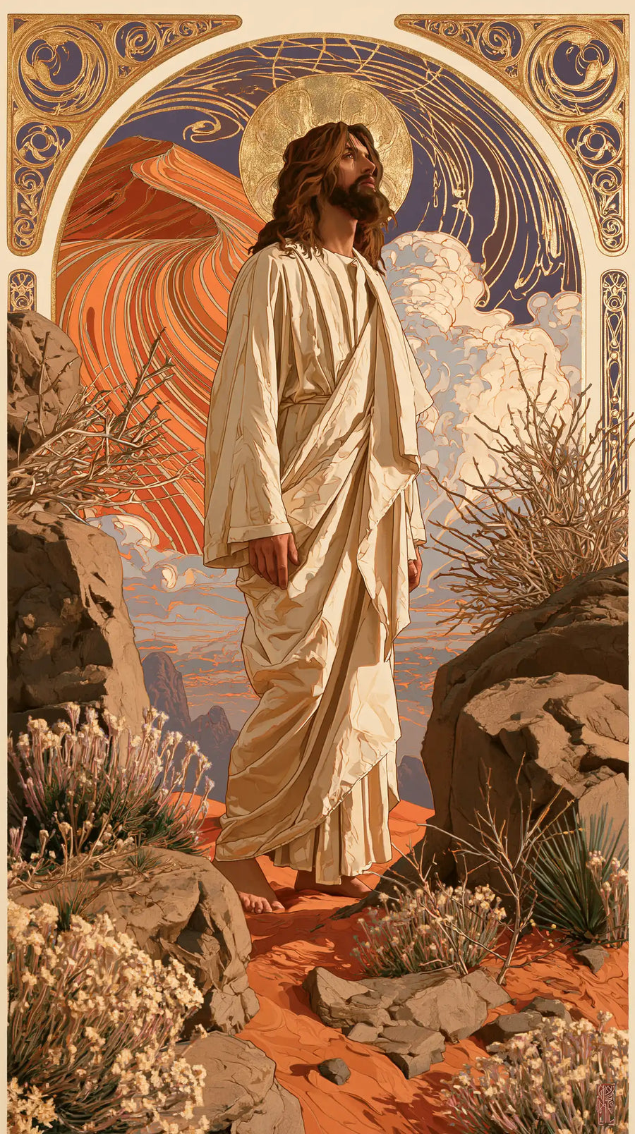 Jesus in the Desert - Sacred Art Nouveau · Portrait n° 5