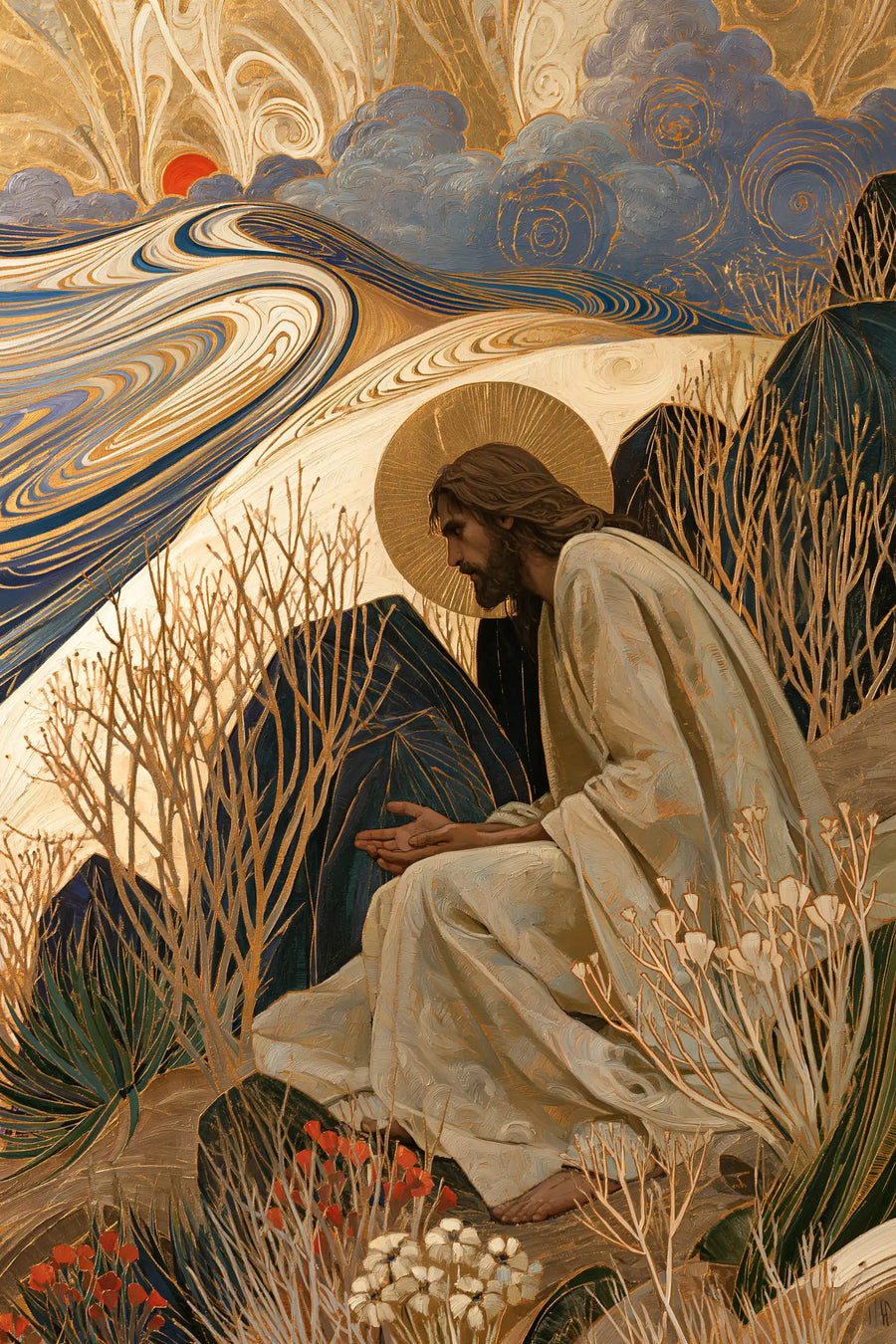 Jesus in the Desert - Sacred Art Nouveau · Portrait n° 32