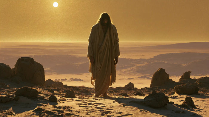 Jesus in the Desert — The Dark Cloak upon Luminous Sands
