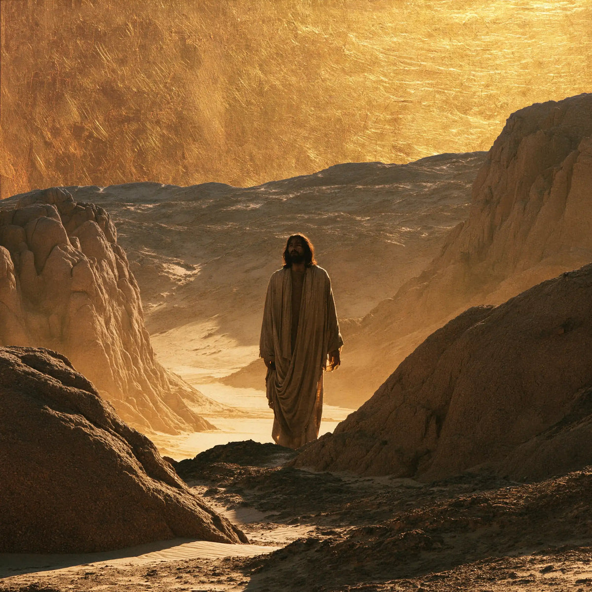 Jesus in the Desert - Sacred Gold · Square n° 2