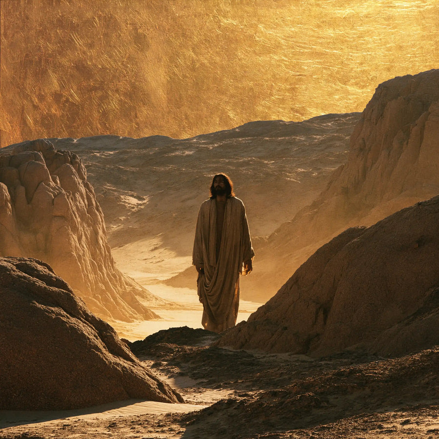 Jesus in the Desert - Sacred Gold · Square n° 2
