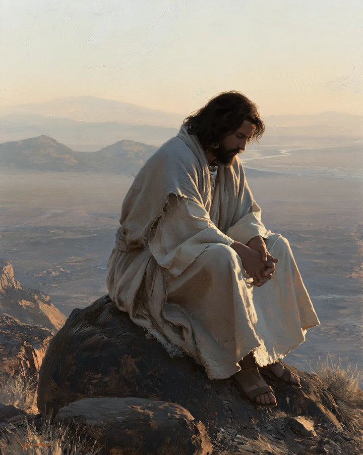 Jesus in the Desert — Hands in the Hollow of the Pale Morning