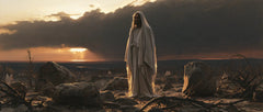 Jesus in the Desert — The Ivory Veil beside the Fiery Horizon