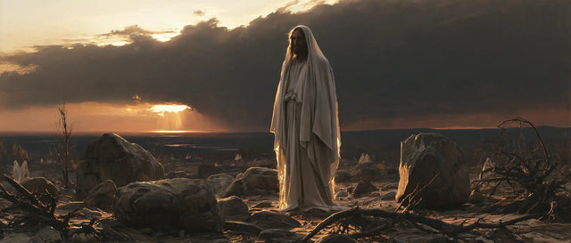 Jesus in the Desert — The Ivory Veil beside the Fiery Horizon