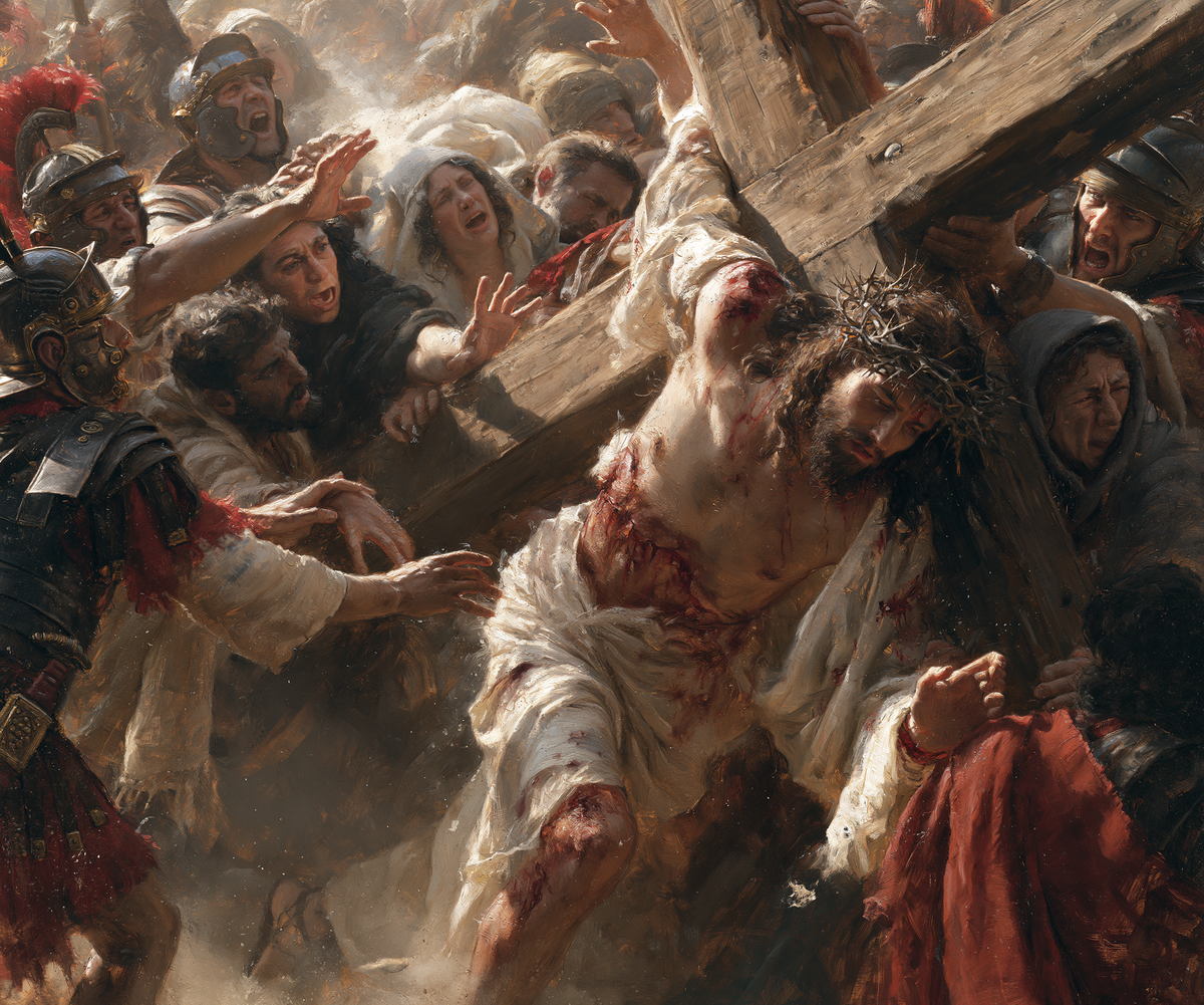 Le stazioni della Via Crucis - Esplosione di movimento · Paesaggio n° 5 - Arte cristiana