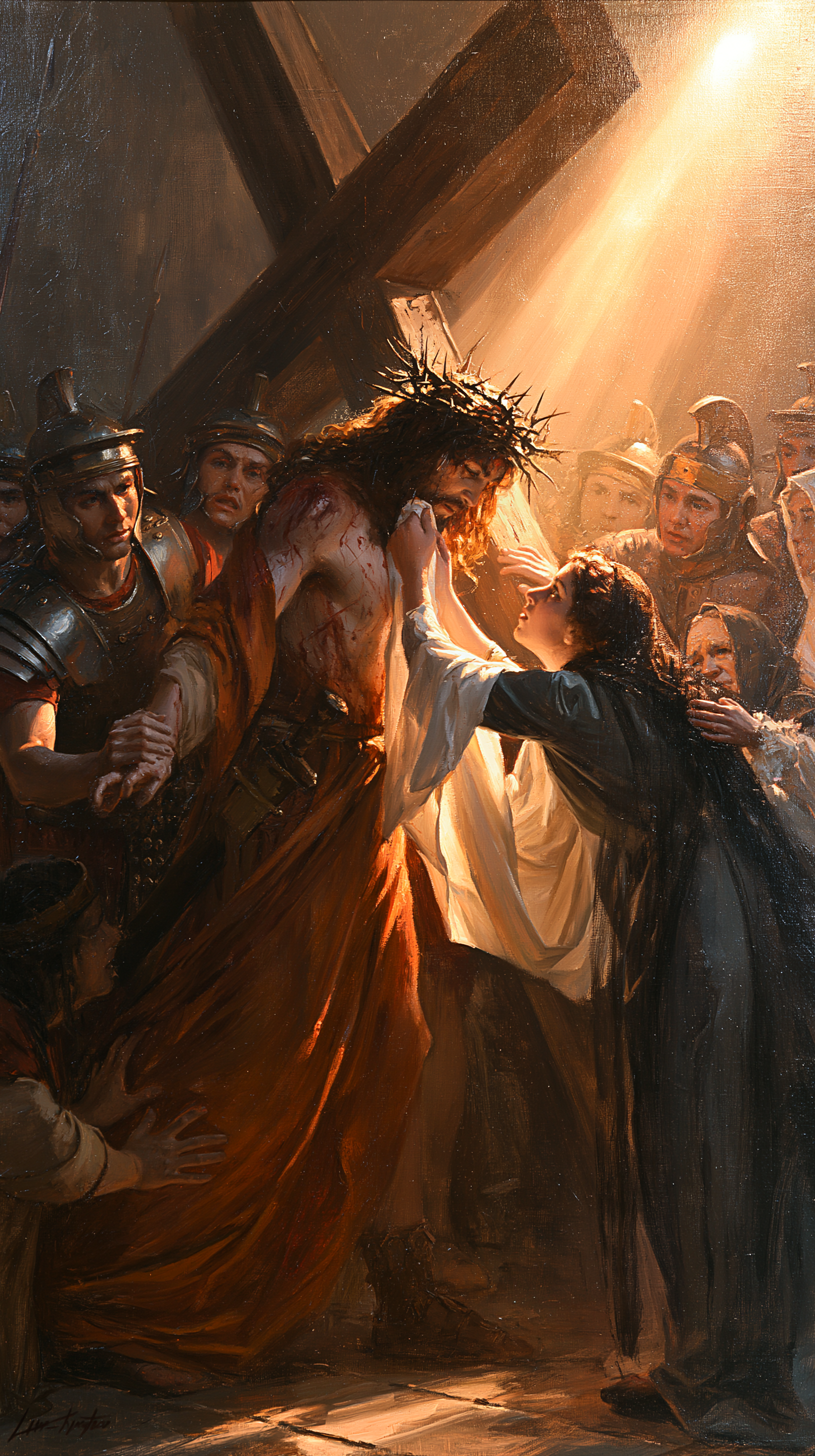 Le stazioni della Via Crucis - Veronica e il volto di Cristo · Ritratto n° 9