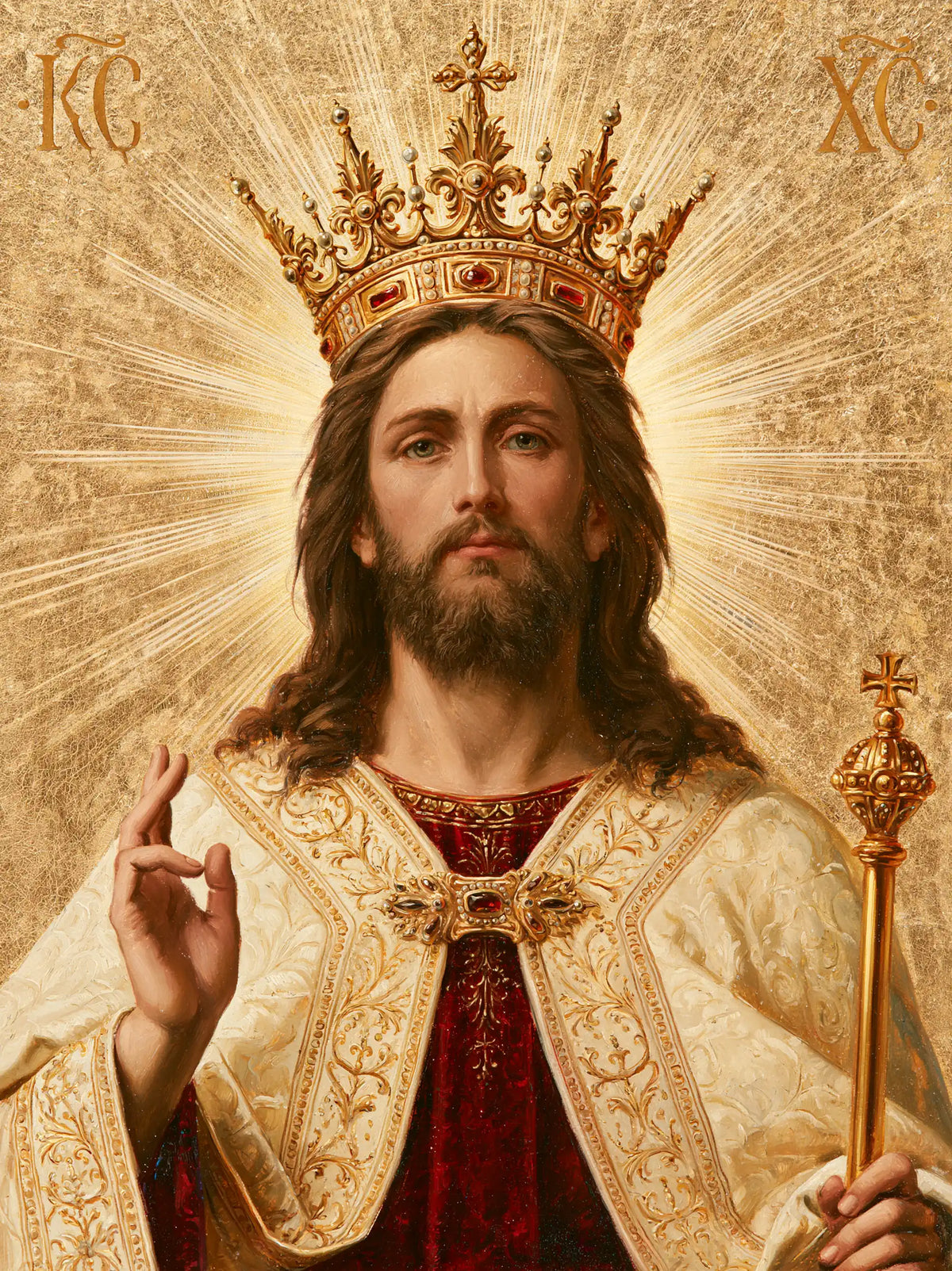 Jesus the King — The Blessing with Pale Embroidery