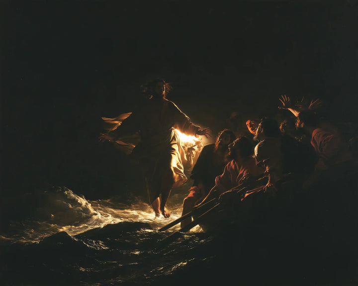 Jesus Walking on Water — A Flame within the Vast Dark