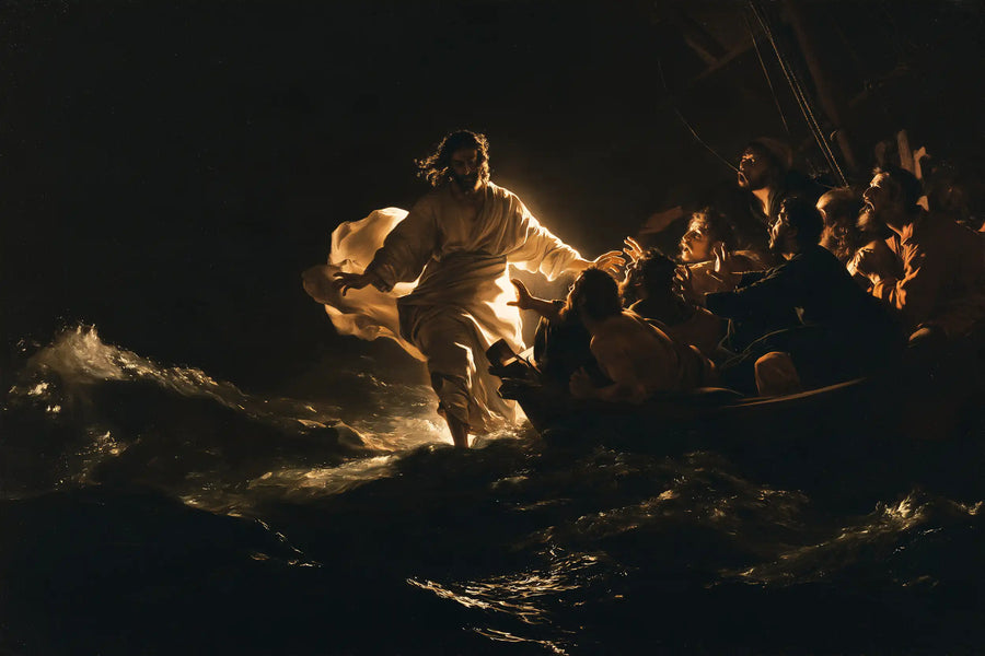 Jesus Walking on Water - Caravaggio Tenebrism · Landscape n° 7