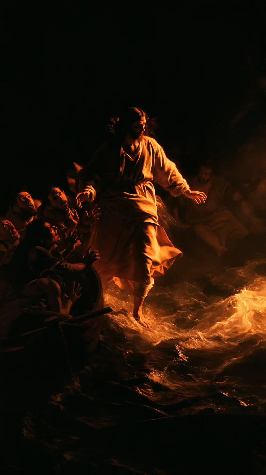 Jesus Walking on Water - Caravaggio Tenebrism · Portrait n° 9