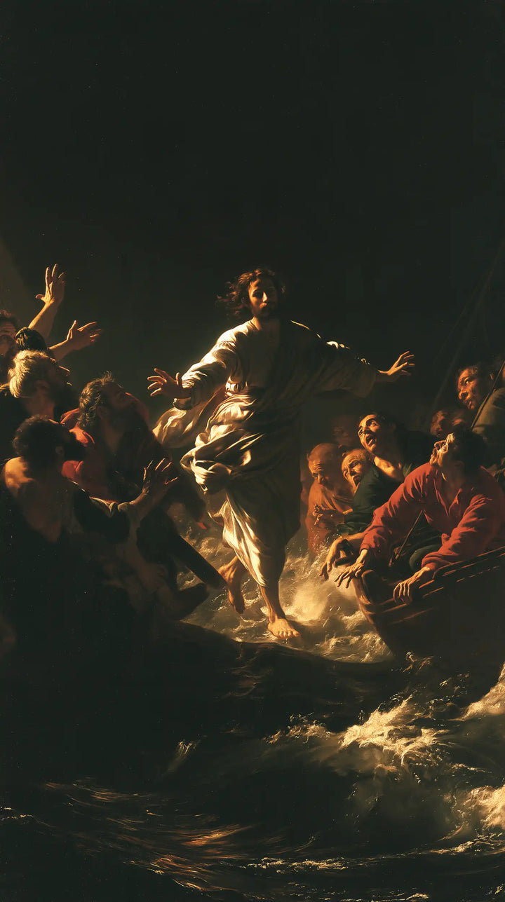 Jesus Walking on Water - Caravaggio Tenebrism · Portrait n° 15