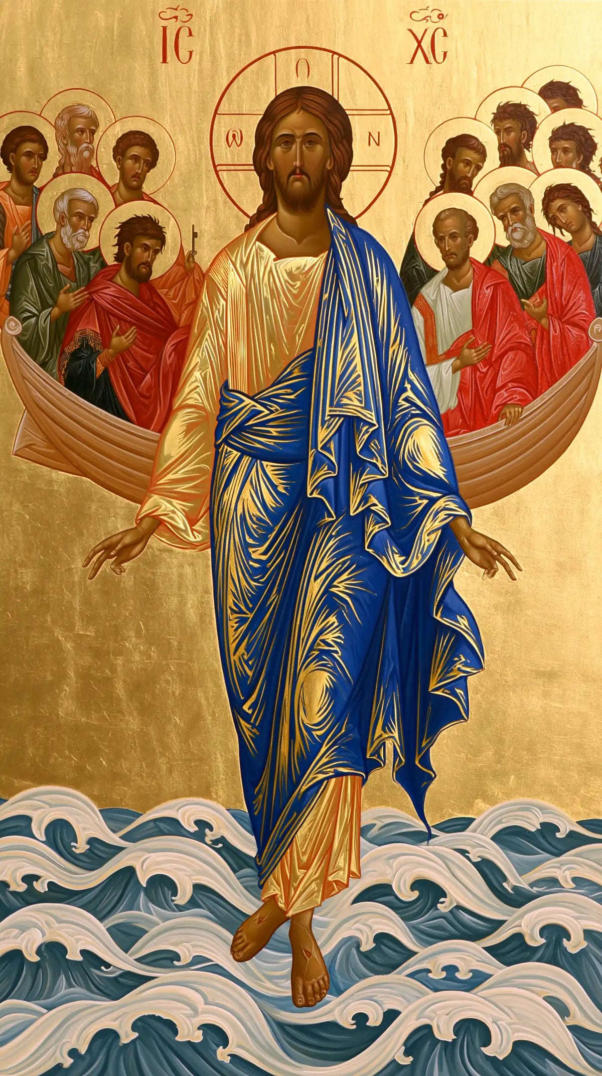 Jesus Walking on Water — Halos Gathered behind Azure