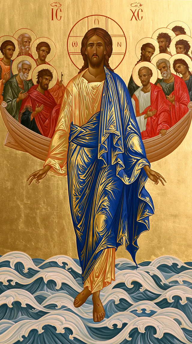 Jesus Walking on Water — Halos Gathered behind Azure