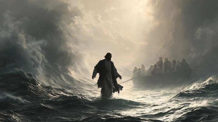 Jesus Walking on Water — The Silhouette at the Edge of Grey Dawn