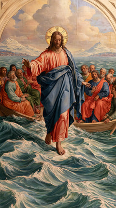 Jesus Walking on Water — The Miracle beneath the Luminous Arch