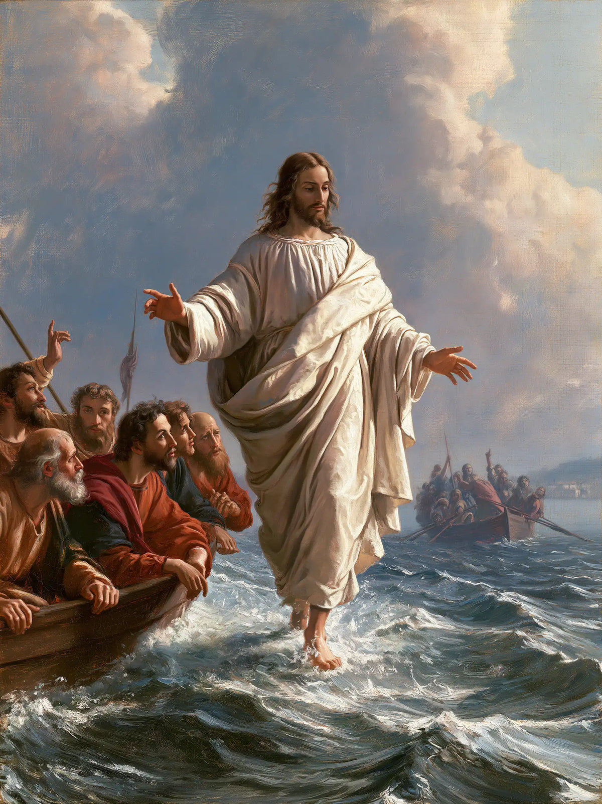 Jesus Walking on Water — The Pale Robe before Distant Voices