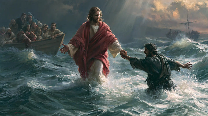 Jesus Walking on Water — The Red That Holds above the Waves