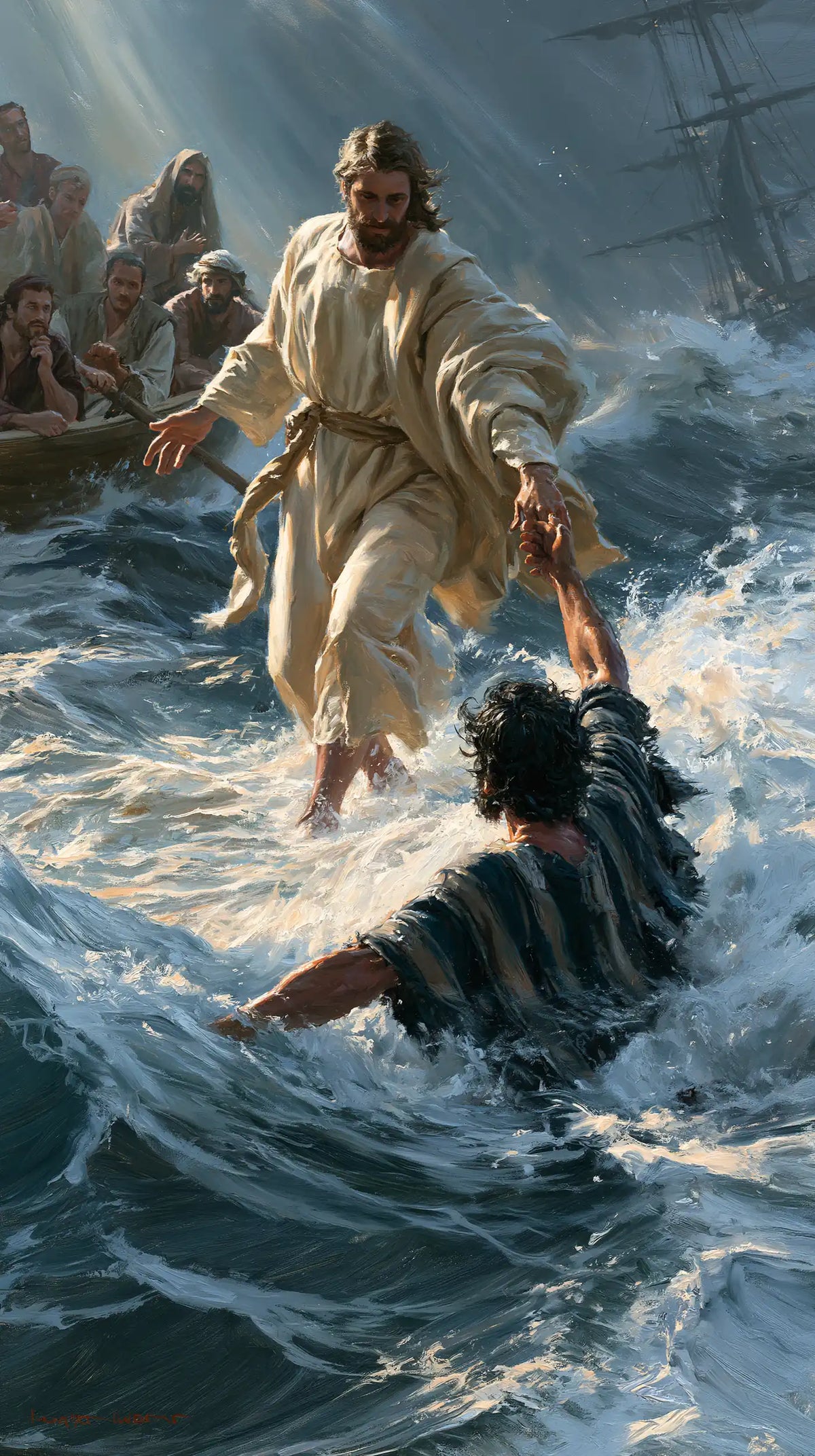 Jesus Walking on Water — The Hand at the End of the Outstretched Arm